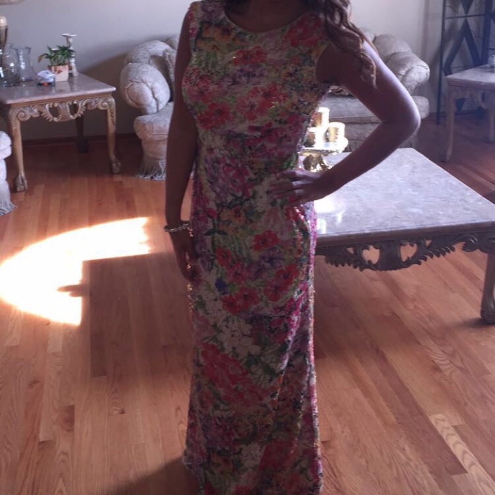 Floral sequin dress multi color